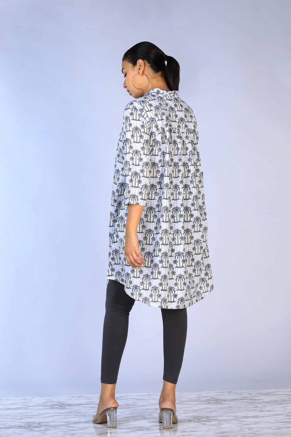 Handblock Printed gathered long shirt