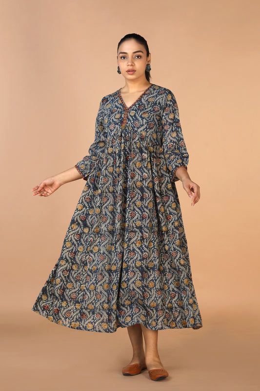 Cotton Mull Kalamkari Handblock printed dress