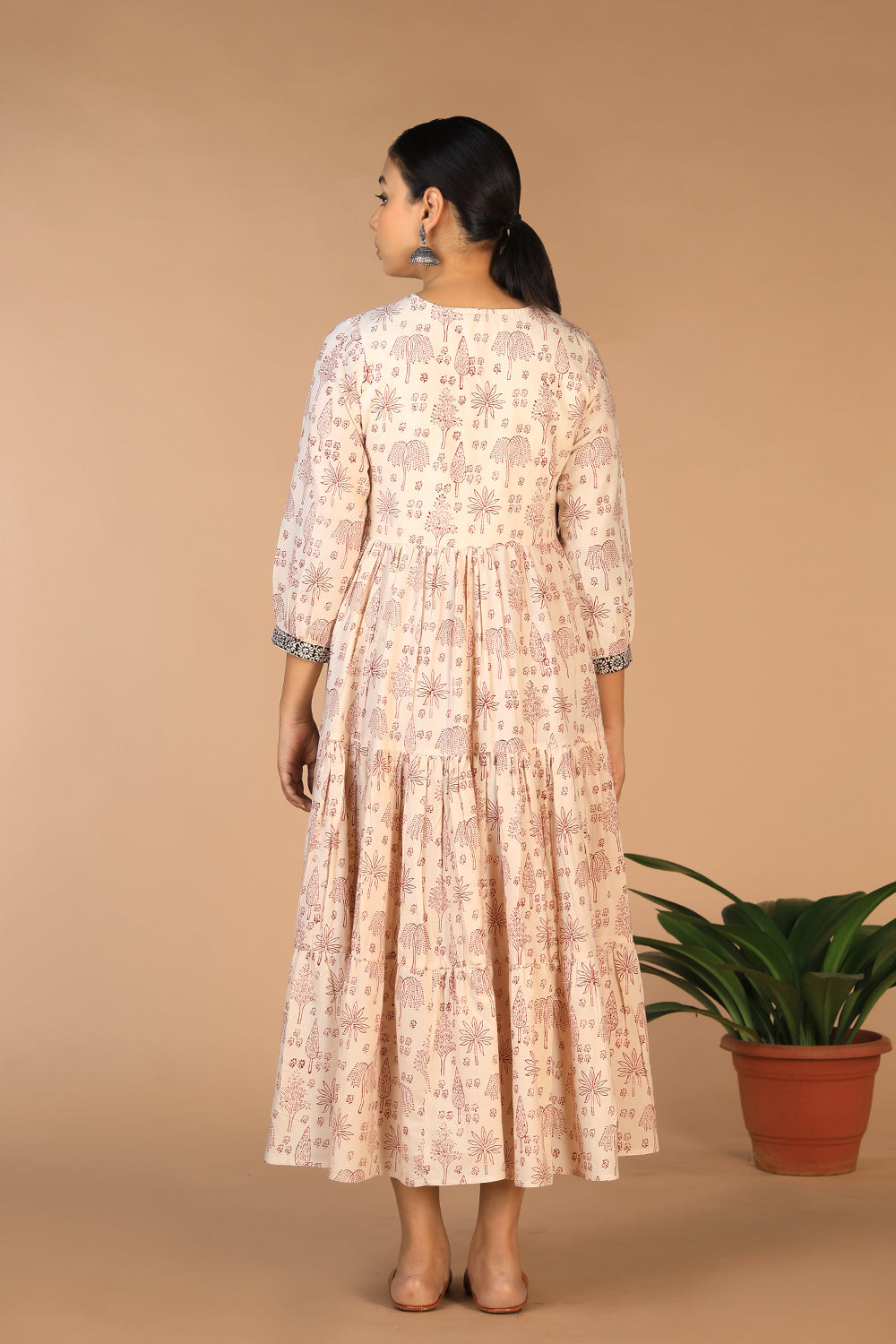 Bagh handblock printed tiered cotton dress