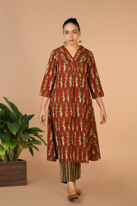 Cotton Bagru Kurta and pants set