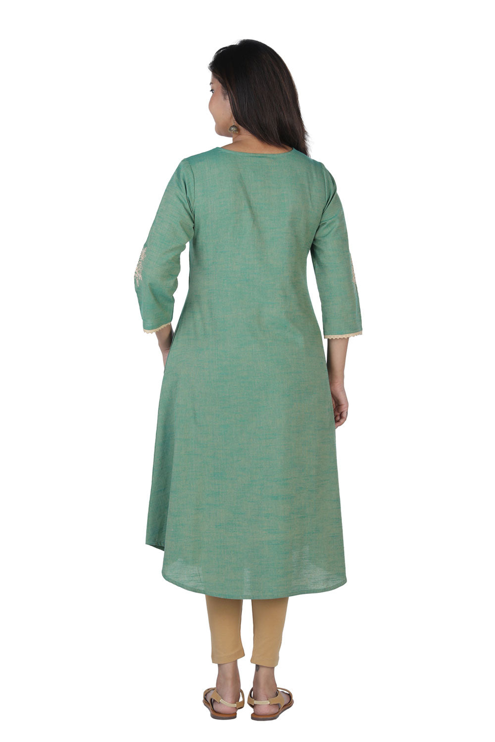 Vintage floral thread embroidered woven cotton kurti