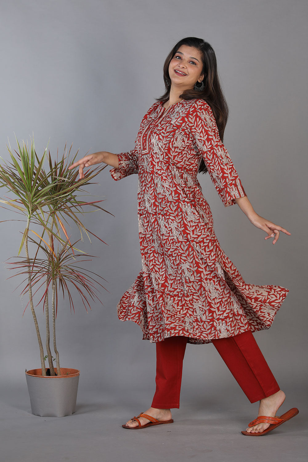 Bagru handblock printed princess cut panelled kurti