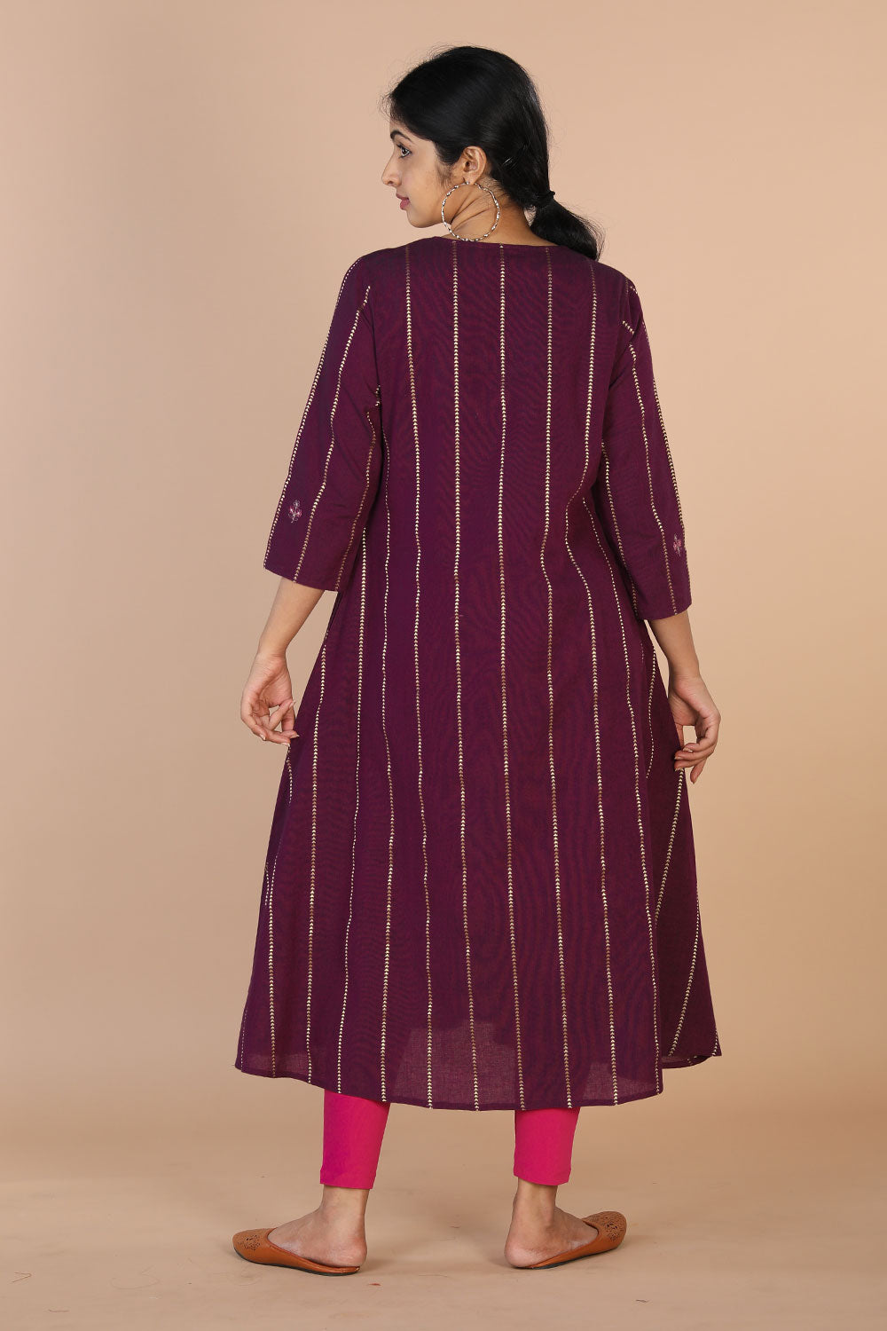 Grape floral embroidered long kurti