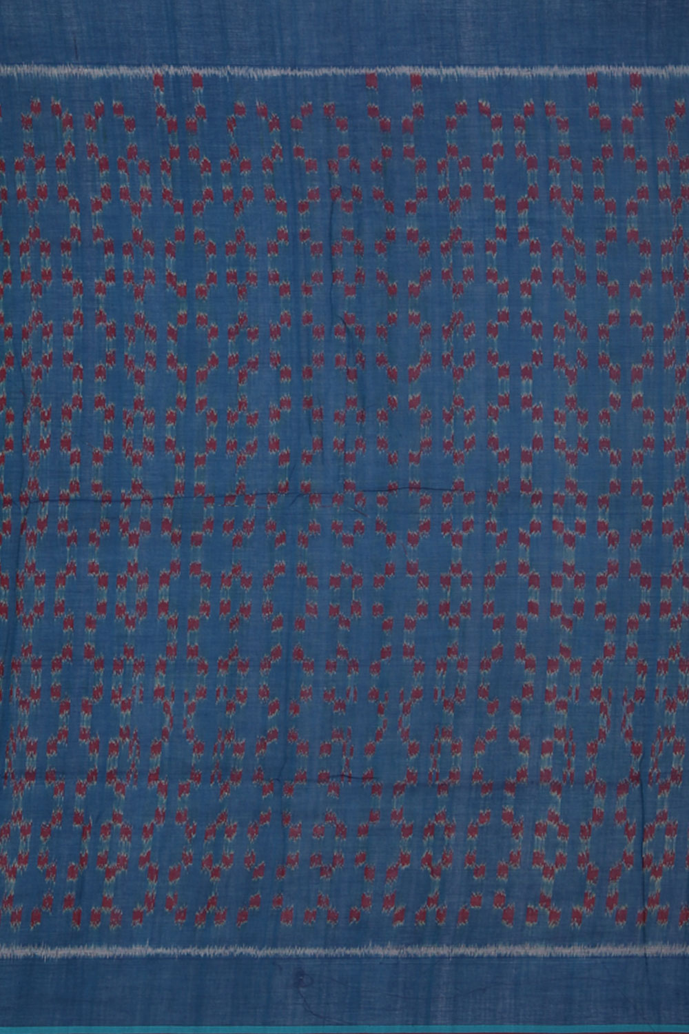 Slate blue brick pattern Pochampally cotton ikat Saree