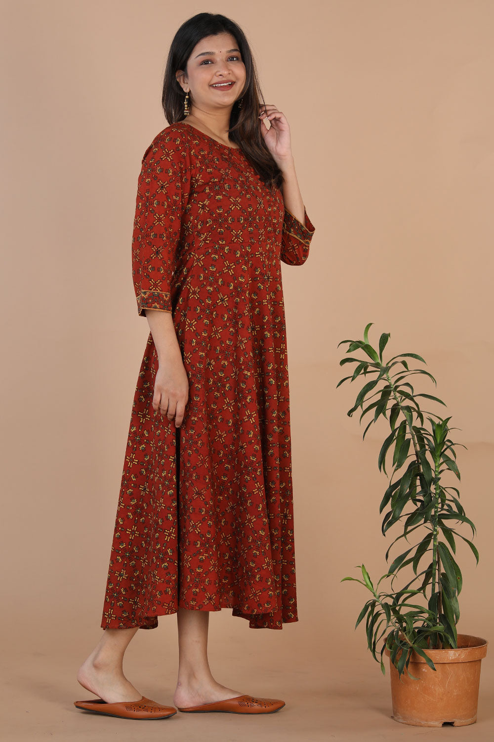 Ajrakh handblockprinted long dress kurti