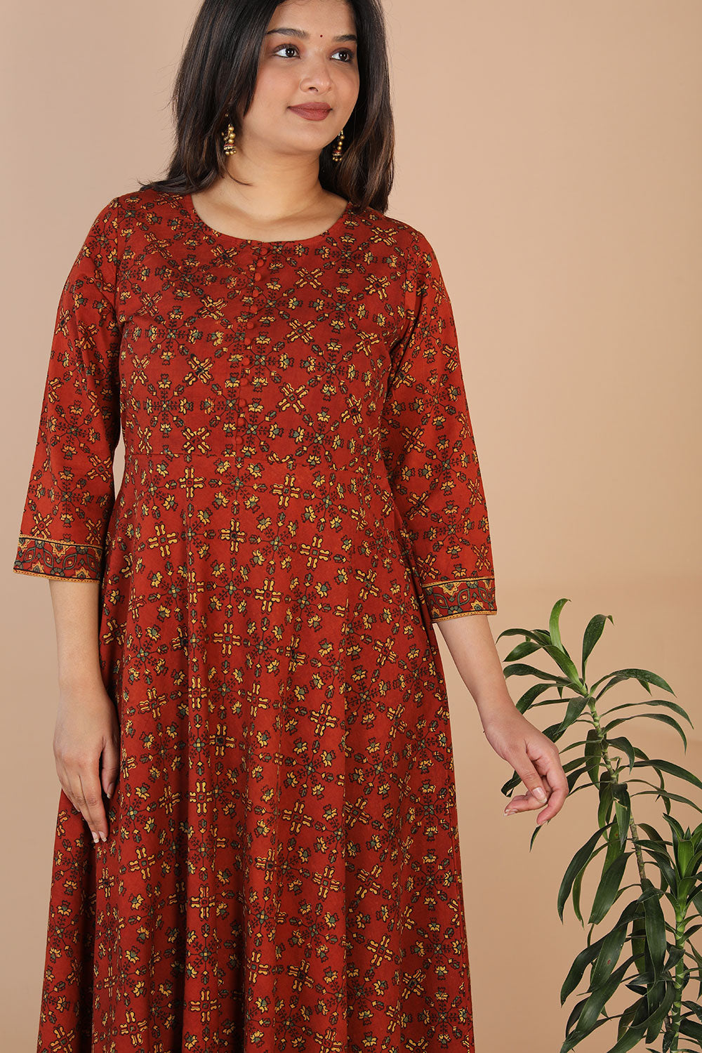 Ajrakh handblockprinted long dress kurti