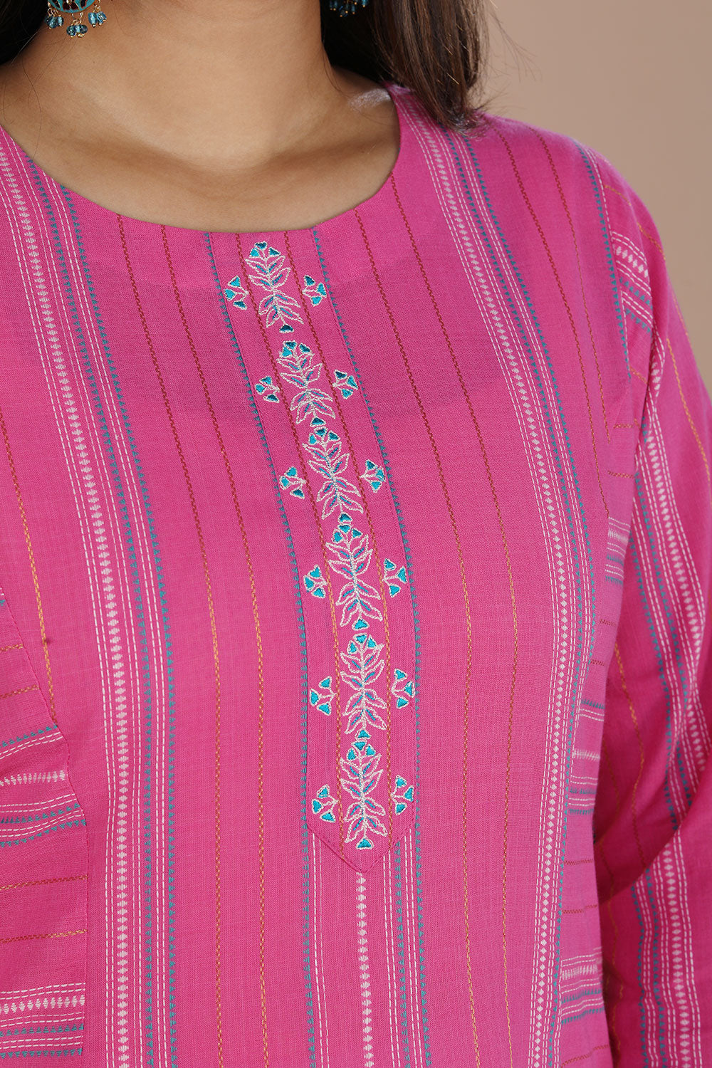 Womens Demanding Unique Khadi South Cotton Straight Black Stylish Long  Striped Casual Stitched Kurta or Kurtis