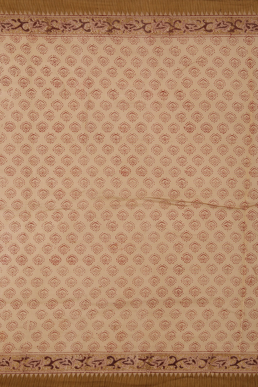 Dark brown Kalamkari handblock printed chanderi saree