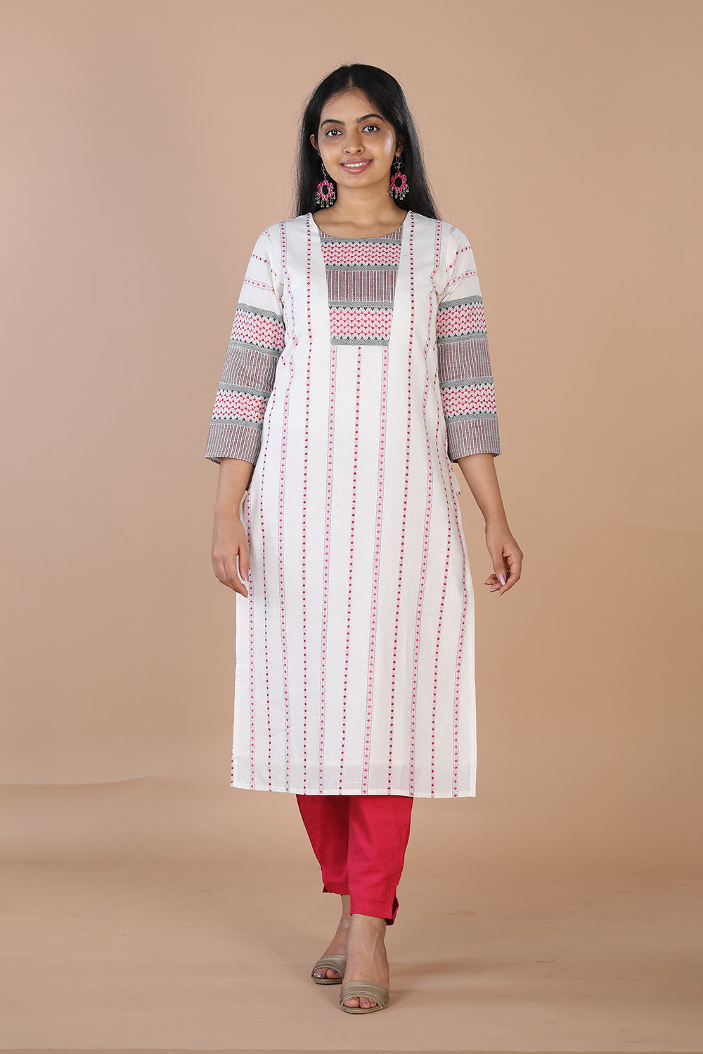 Woven cotton striped kurta
